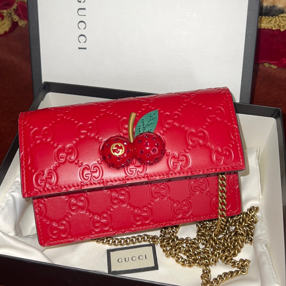 Authentic Gucci Guccissima cherries limited edition bag